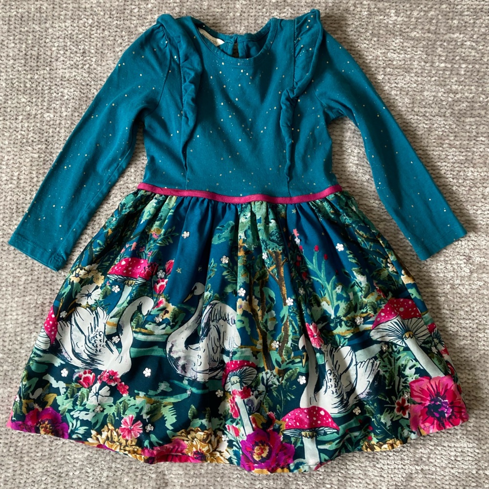 Monsoon Swan Lake‎ Woodland Print Dress Size 3-4 Years